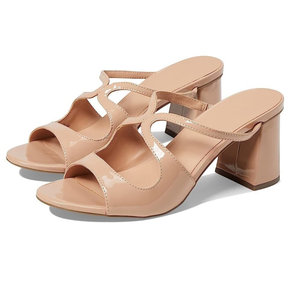 Anne Klein Aida Women's US Size 7.5 Nude Patent Almond Toe Block Heel RHS6341